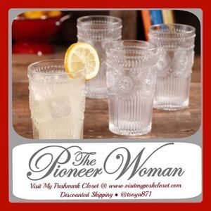 Flash Sale! 🦋 New Pioneer Woman Adeline 16-Ounce Embossed  Glass Tumblers, 4